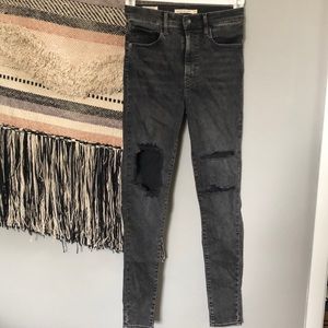 Levi’s black distressed mile high skinny jeans
